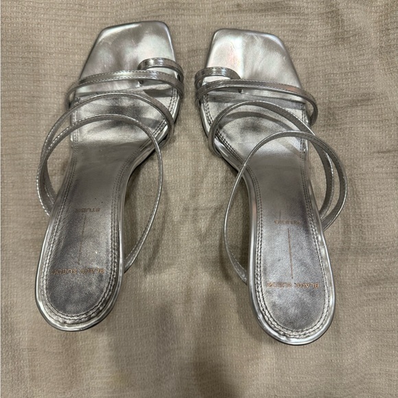 Black Suede Studio Silver Heels - Picture 4 of 5